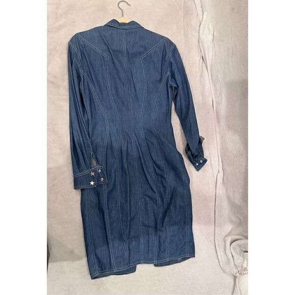 Made in Italy Jean long sleeve dress women’s size S with silver star buttons 100 - Picture 4 of 7